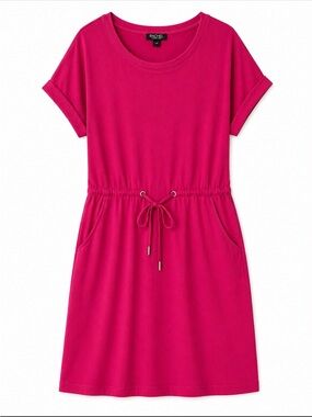 RACHEL Rachel Roy Fuchsia Drawstring Midi Dress